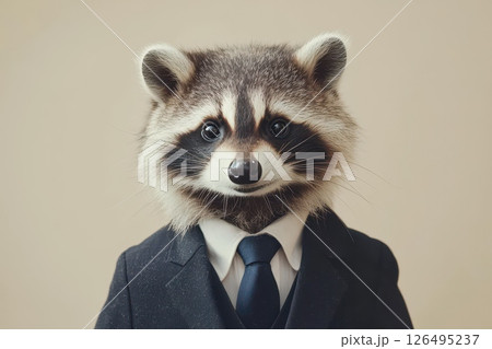 Raccoon in Formal Attire in Studio Setting Raccoon in Formal Attire in Studio Setting 126495237