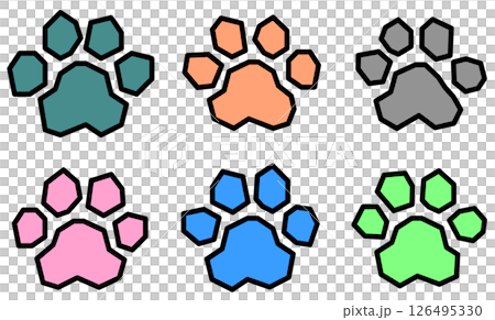 Paw print illustration of footprints made by pets and wild animals Paw print illustration of footprints made by pets and wild animals 126495330