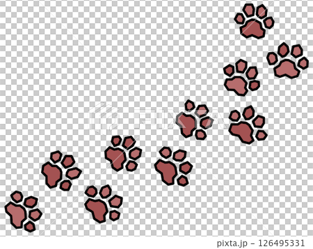 ペットや野生動物が歩いた足跡の肉球イラスト 126495331