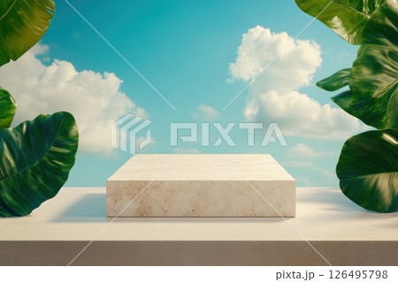 A white square with a blue sky in the background A white square with a blue sky in the background 126495798
