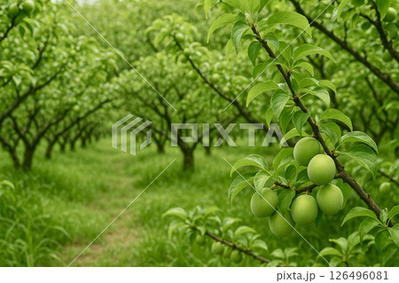 梅林・収穫前の梅 126496081