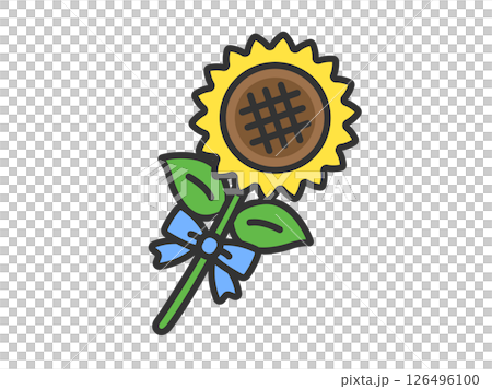 父親節緞帶的向日葵插圖(線條畫顏色) 父親節緞帶的向日葵插圖(線條畫顏色) 126496100