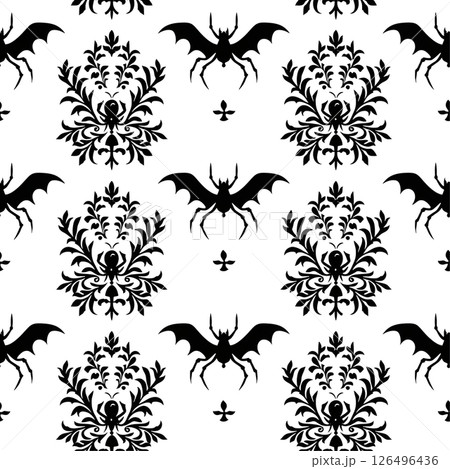 Gothic Halloween Damask Seamless Pattern Gothic Halloween Damask Seamless Pattern 126496436