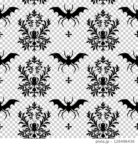 Gothic Halloween Damask Seamless Pattern Gothic Halloween Damask Seamless Pattern 126496436