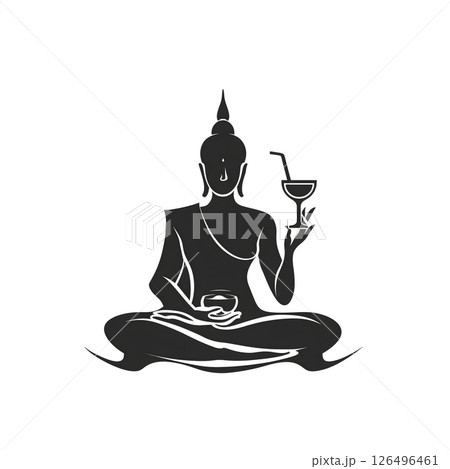 Serene Buddha with Cocktail: A Unique Blend of Tranquility and Indulgence 126496461