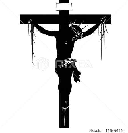The Crucifixion: A Stark Silhouette of Jesus Christ on the Cross The Crucifixion: A Stark Silhouette of Jesus Christ on the Cross 126496464