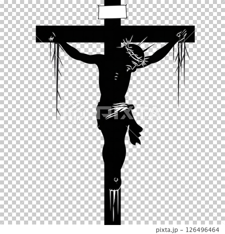 The Crucifixion: A Stark Silhouette of Jesus Christ on the Cross The Crucifixion: A Stark Silhouette of Jesus Christ on the Cross 126496464