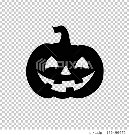 Spooky Halloween Jack-o'-lantern Silhouette: A Festive Black and White Pumpkin Icon Spooky Halloween Jack-o'-lantern Silhouette: A Festive Black and White Pumpkin Icon 126496471