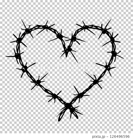Barbed Wire Heart: A symbol of painful love, bittersweet romance, or a conflicted heart. Barbed Wire Heart: A symbol of painful love, bittersweet romance, or a conflicted heart. 126496596