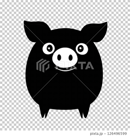 Adorable Black Pig Illustration: A Simple and Cheerful Cartoon Pig Design 126496599