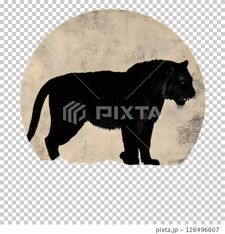 Majestic Night: A Silhouette of a Tiger under the Moon Majestic Night: A Silhouette of a Tiger under the Moon 126496607