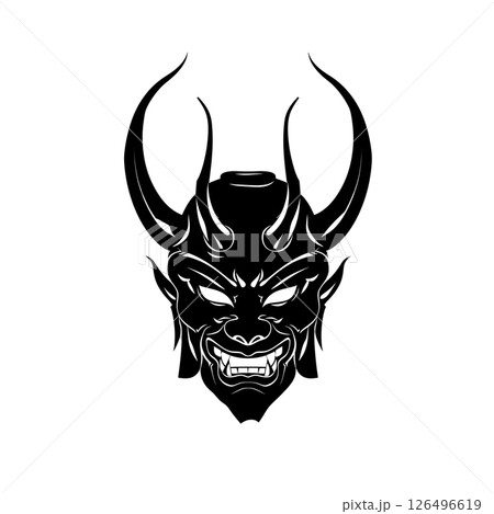 Oni Mask: A Fierce Japanese Demon Face Illustration Oni Mask: A Fierce Japanese Demon Face Illustration 126496619
