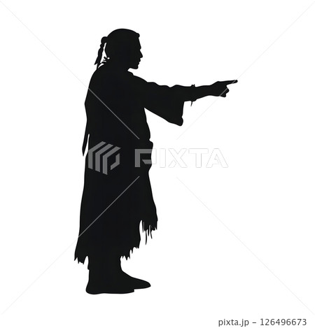 Silhouette of a Native American Figure Pointing Silhouette of a Native American Figure Pointing 126496673