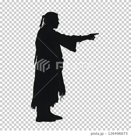Silhouette of a Native American Figure Pointing Silhouette of a Native American Figure Pointing 126496673
