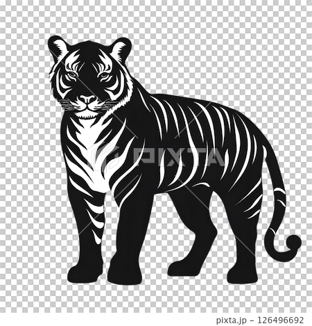Majestic Black and White Tiger Illustration Majestic Black and White Tiger Illustration 126496692