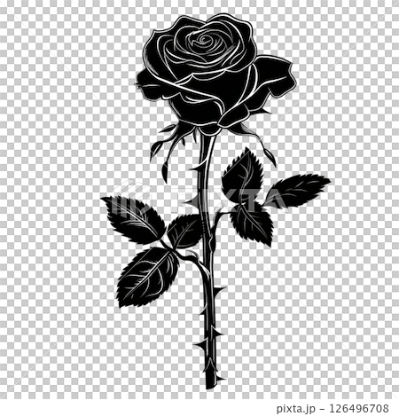 Elegant Black Silhouette of a Single Rose 126496708