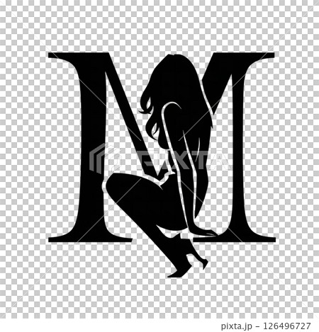 Elegant Silhouette of a Woman: A Stylish Monogram 'M' Elegant Silhouette of a Woman: A Stylish Monogram 'M' 126496727