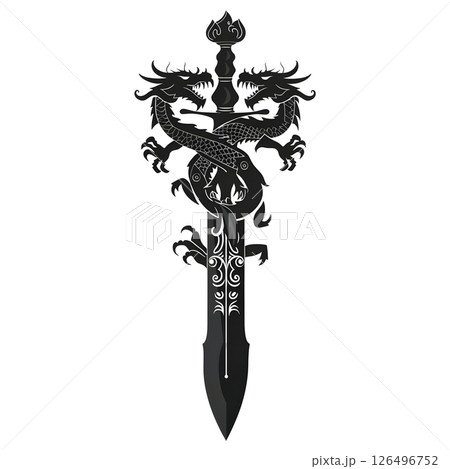 Majestic Double Dragon Sword: A Symbol of Power and Mythical Creatures Majestic Double Dragon Sword: A Symbol of Power and Mythical Creatures 126496752
