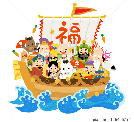 七福神の乗った宝船 午年 七福神の乗った宝船 午年 126496754
