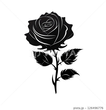 Elegant Black Silhouette of a Single Rose Elegant Black Silhouette of a Single Rose 126496776