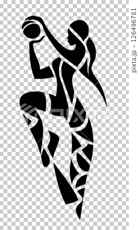 Abstract Tribal Style Female Basketball Player Silhouette Abstract Tribal Style Female Basketball Player Silhouette 126496781
