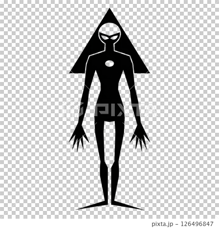 Mysterious Alien Figure in a Triangular Frame 126496847