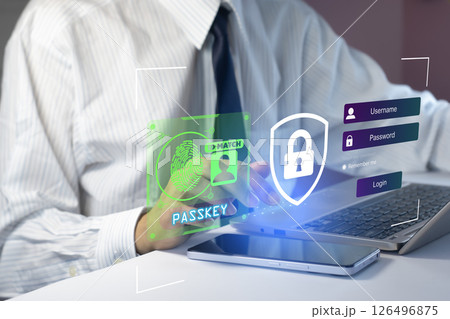 concept of using Passkey instead of a code set for maximum security Biometric Lock 126496875