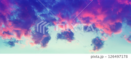 Beautiful cloudy sky at sunset. Horizontal banner 126497178