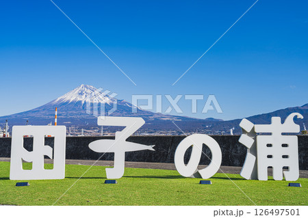 富士市の田子の浦港と富士山の風景(静岡県) 富士市の田子の浦港と富士山の風景(静岡県) 126497501
