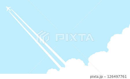 飛行機と飛行機雲のシンプルなイラスト 126497761
