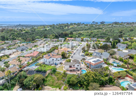 Aerial view of residential urban sprawl in San Diego 126497784