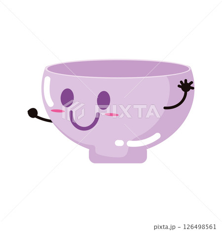 Purple bowl with arms smiling. Vector 126498561