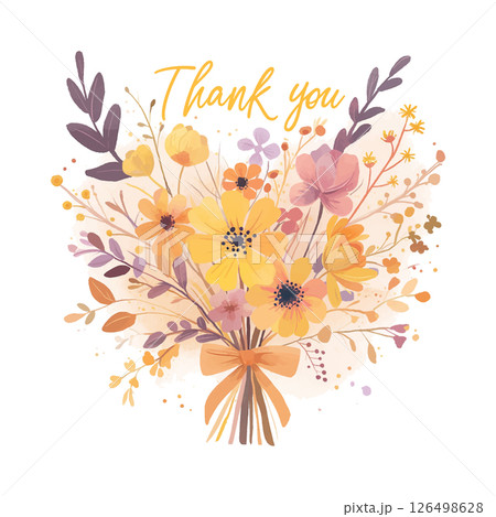 Beautiful flower bouquet with a thank you message ideal for expressing gratitude during special occasions 126498628