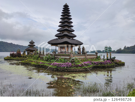 Pura Ulun Danu Beratan temple balinese hindu temple on a Bedugul lake in Bali at Indonesia 126498726