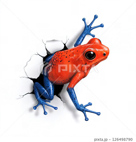 壁から飛び出すイチゴヤドクガエル 126498790