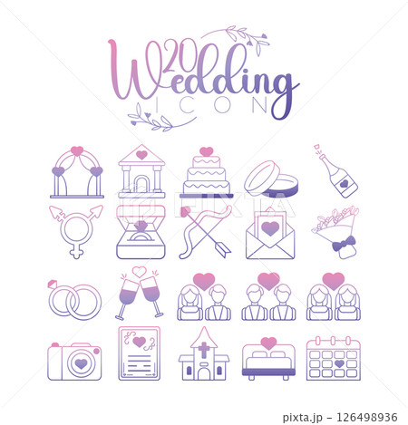 Gradient wedding icon set. Vector Gradient wedding icon set. Vector 126498936