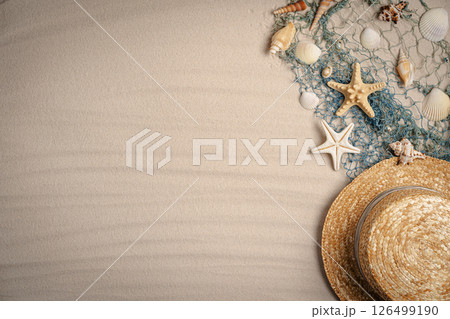 Sea sand with starfish and seashells Sea sand with starfish and seashells 126499190