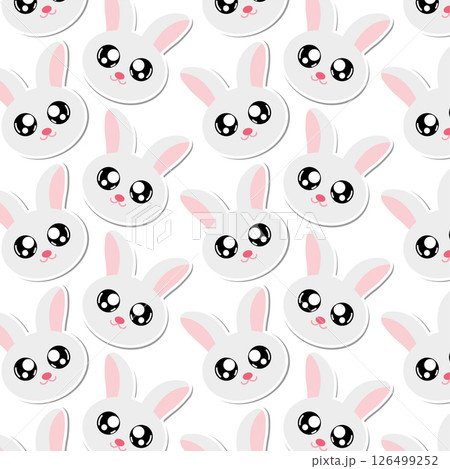 Cute bunny face pattern. Vector 126499252