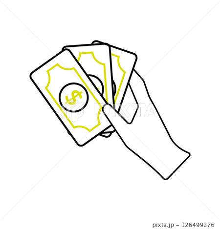 Hand with three bills icon. Vector Hand with three bills icon. Vector 126499276