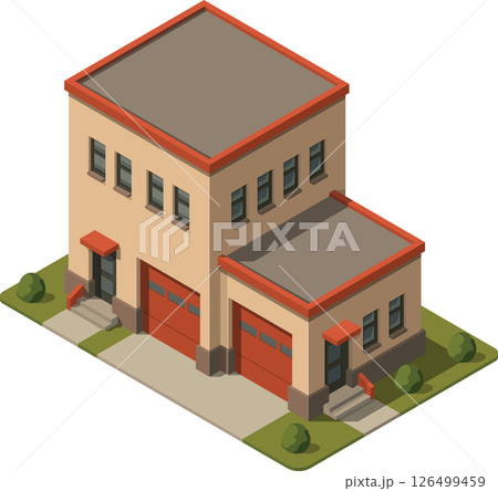 Isometric fire department station building Isometric fire department station building 126499459