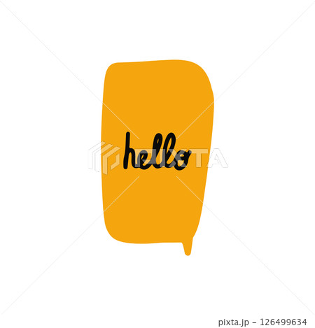 Doodle speech bubble with hello word. Doodle speech bubble with hello word. 126499634