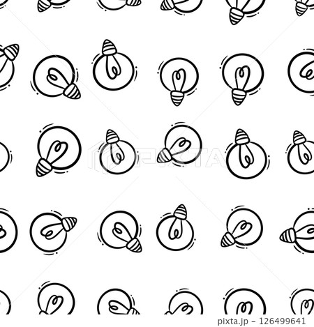 Doodle light bulb seamless pattern background. Idea lightbulb sign symbol pattern. Business flat vector illustration. Doodle light bulb seamless pattern background. Idea lightbulb sign symbol pattern. Business flat vector illustration. 126499641