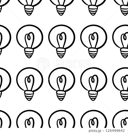 Doodle lamp light bulb hand drawn seamless pattern design. Concept of big ideas inspiration, innovation. Vector. sketch. Hand-drawn doodle sign 126499642