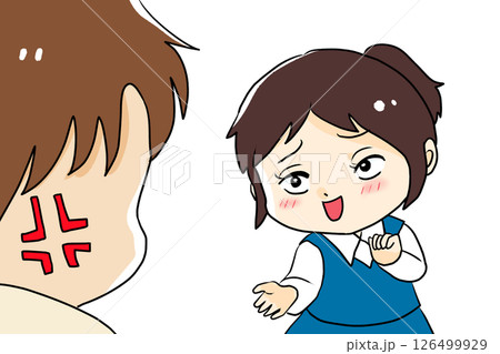 あおってくる女性にイラッとする男性 あおってくる女性にイラッとする男性 126499929