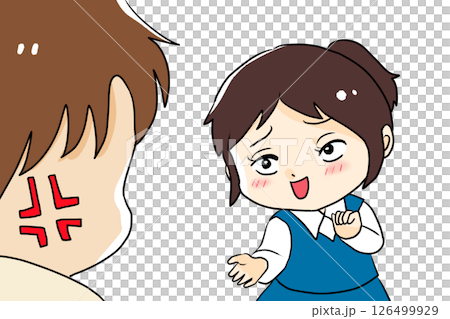 あおってくる女性にイラッとする男性 あおってくる女性にイラッとする男性 126499929