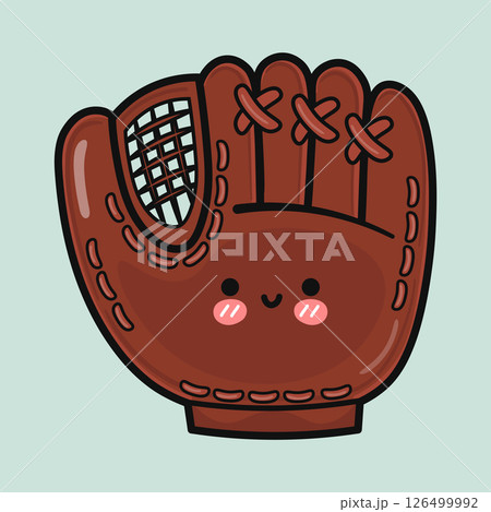 An adorable baseball glove with an expressive face, perfect for sports or playful designs. 126499992