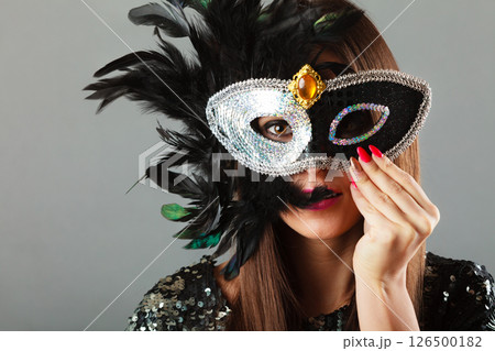 woman face with carnival mask woman face with carnival mask 126500182