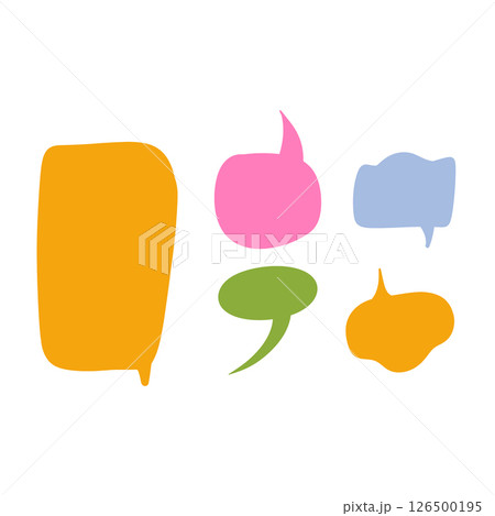 Vector doodle set of flat colorful bubble speech. Isolated on white background. Banners, price tags, stickers, posters, badges. Vector doodle set of flat colorful bubble speech. Isolated on white background. Banners, price tags, stickers, posters, badges. 126500195