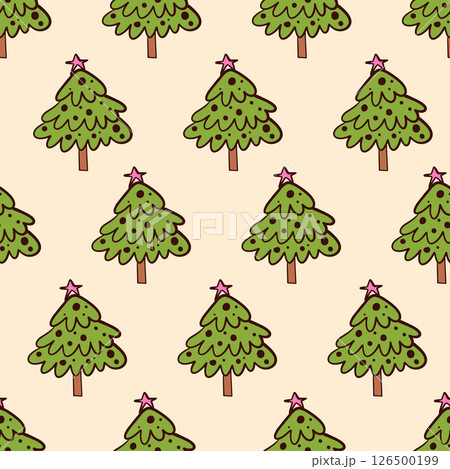 Christmas tree seamless pattern. New year and Christmas seamless pattern with christmas tree vector illustration. Christmas tree seamless pattern. New year and Christmas seamless pattern with christmas tree vector illustration. 126500199