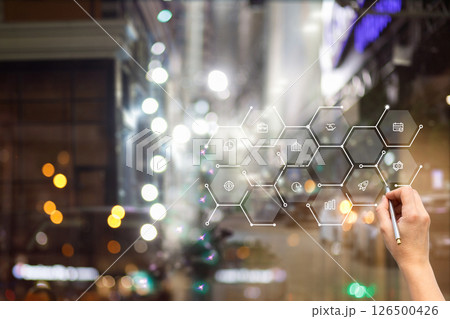Creating a business structure on a digital display Creating a business structure on a digital display 126500426